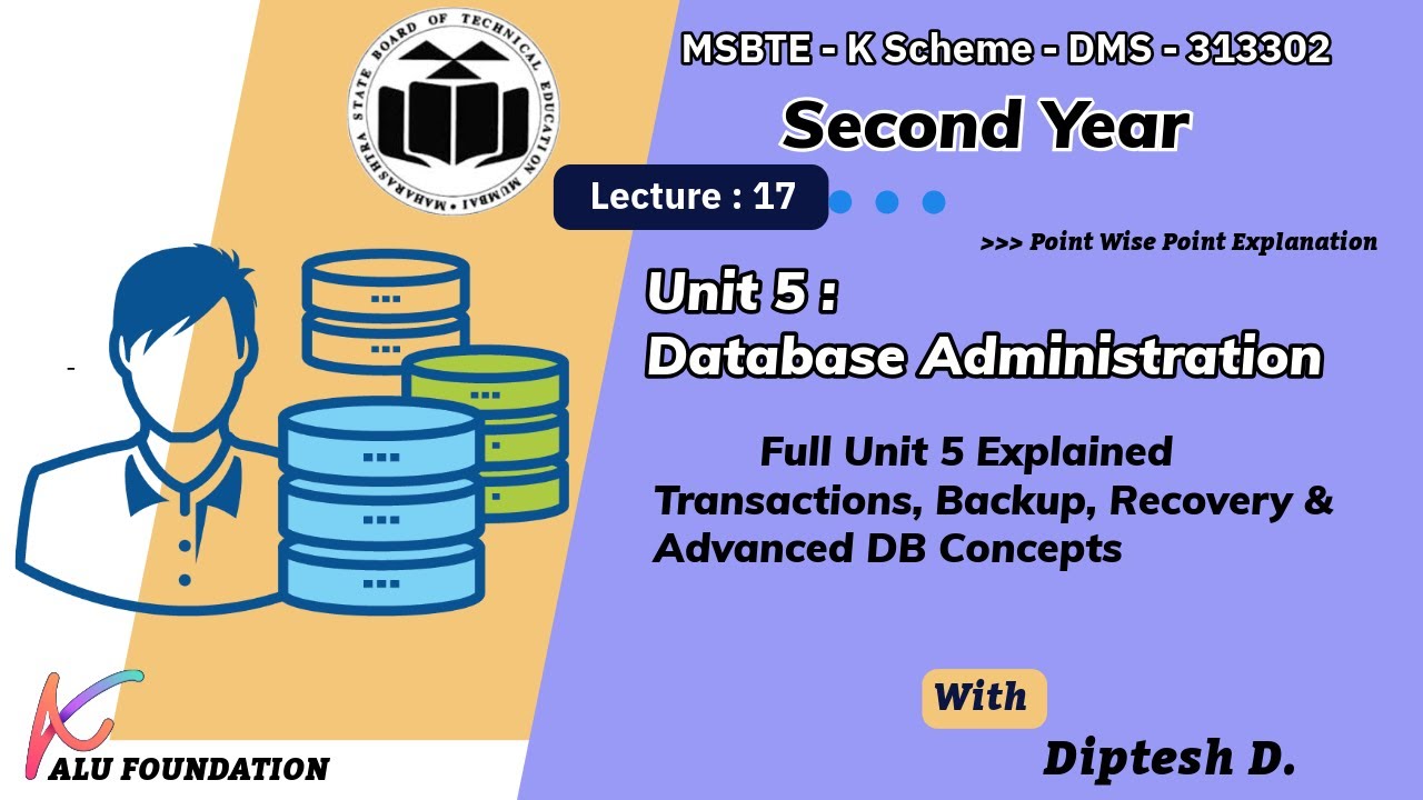 Unit 5 Database Administration Full Explained |Transactions,Backup, Recovery & Advanced DB |K Scheme