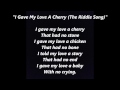 I GAVE MY LOVE A CHERRY The Riddle Song word lyrics like until The 12th Twelfth of Never Mathis