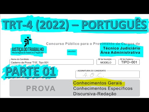 TRT RS - 4ª Região (2022) - PORTUGUÊS (parte 1) - TJAA - Banca FCC - 1º TRT DE 2022 !!!