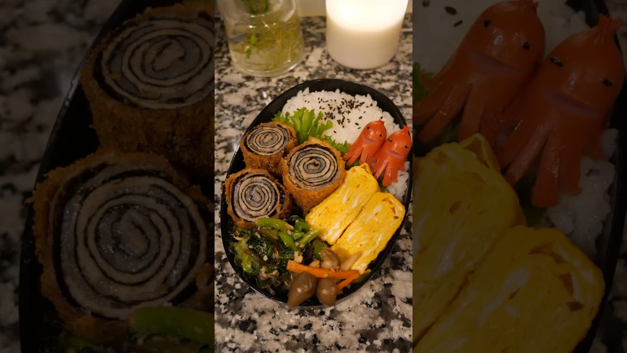 【お弁当作り】1分で見る！くるくるロールカツ #Shorts #お弁当 #obento