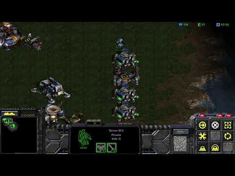 Starcraft Remastered: 1 (Terran) vs 7 AI (Zerg), No units lost, Lossless