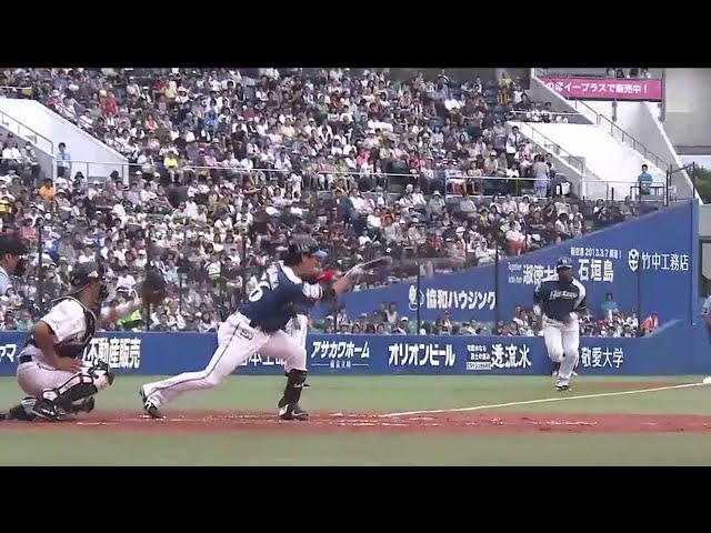2回表 ファイターズ市川がスクイズ成功!! 栗山采配ズバリ的中でファイターズ先制!! 2014/7/6 M-F