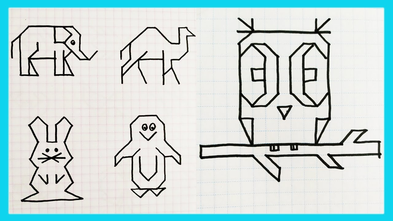 20 FÁCILES DIBUJOS EN CUADRÍCULA - CÓMO DIBUJAR ANIMALES (DIBUJOS FÁCILES)