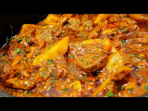 Beef with potatoes | Soft meat in a delicious sauce.
