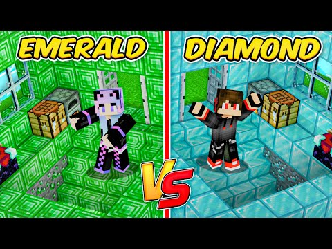 EMERALD vs DIAMOND Underground Staircase Challenge in Minecraft