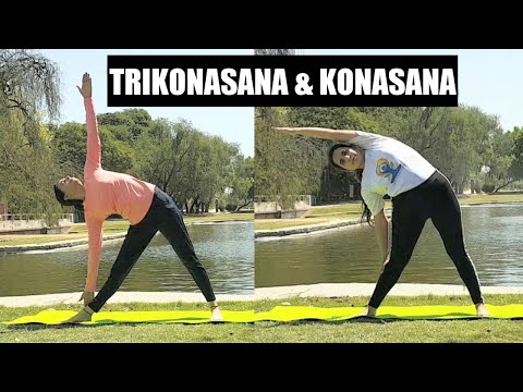#Yoga How to do Trikonasana & Konasana|Triangle & Angle Pose|Precautions|Benefits|Corrections🧘‍♀️