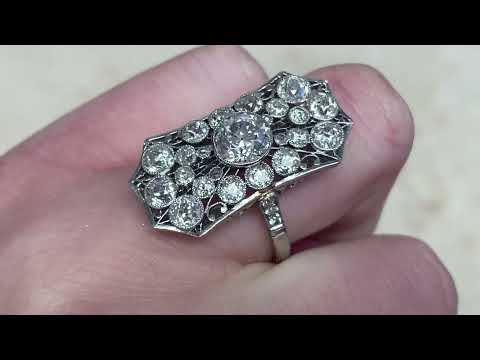 Edwardian Era 1.00ct Center Old European Cut Diamond Lacey Work Ring - Newfield Ring - Hand Video