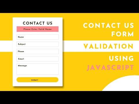 Contact Us Form Validation Using Javascript | Form Validation In Javascript