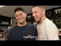 JOSEPH DIAZ JR & CHARLES HUERTA FACE OFF ENDS IN BROMANCE AS TWO MEET DURING TRAINING SESSION
