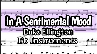 In A Sentimental Mood Bb Instruments Sheet Music Backing Track Play Along Partitura