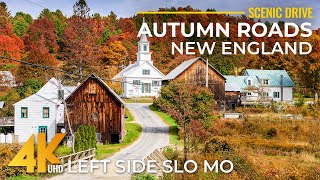 4K Scenic Autumn Drive in New England | Connecticut Fall Foliage (Left Side, SloMo + Relaxing Music)