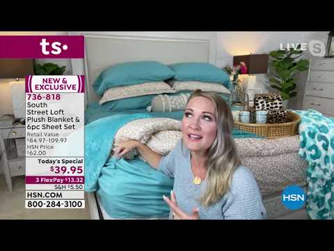 South Street Loft Plush Blanket and 6piece Microfiber Sh...