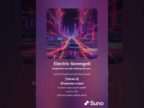 Electric Serengeti AI-Created Fusion: Biophonic Sounds, Cyberpunk Synthwave, FuturJazz, TribalRhythm