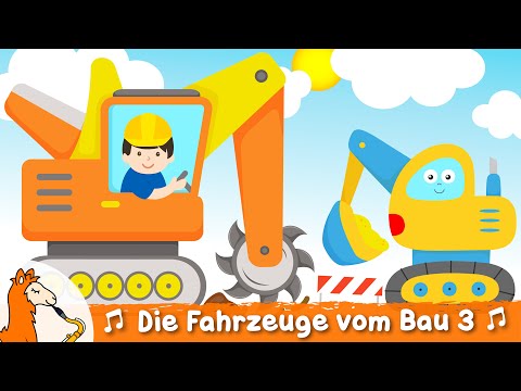 Baufahrzeuge Lied für Kinder Teil 3 mit Bagger Laster Tunnelbohrer Rüttelplatte Fräse Baggerschiff