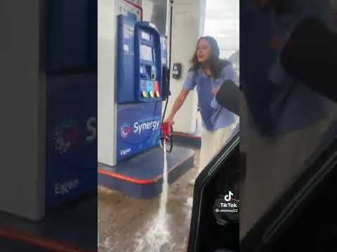 Girl sprays gas on herself at gas station. PLEASE SUBSCRIBE! #gas #gasstation #gasoline #accident