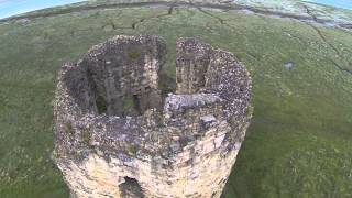 Aerial video of Flint castle Flintshire, North Wales