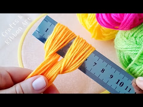 It's so Beautiful !! Super Easy Woolen Flower Making Trick using Scale - DIY Amazing Woolen Flowers