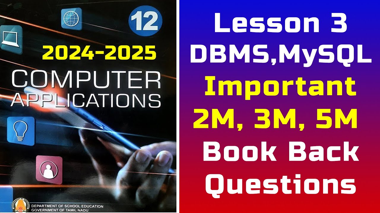 12th computer applications Lesson 3 database 2023-2024 Important Questions Book back