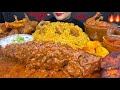 ASMR EATING SPICY HYDERABADI CHICKEN BIRYANI MUTTON CURRY WHOLE FISH MASALA CURRY FISH FRY