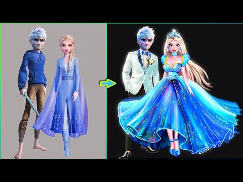 Disney Princess Elsa Frozen and Jack Frost wedding transformation Glow up Dolls Dress up Characters