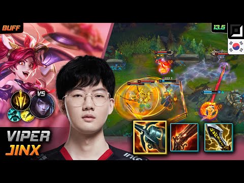 Viper Adc Jinx Build Kraken Slayer Lethal Tempo - Viper Jinx Match Highlight - LOL KR 13.5