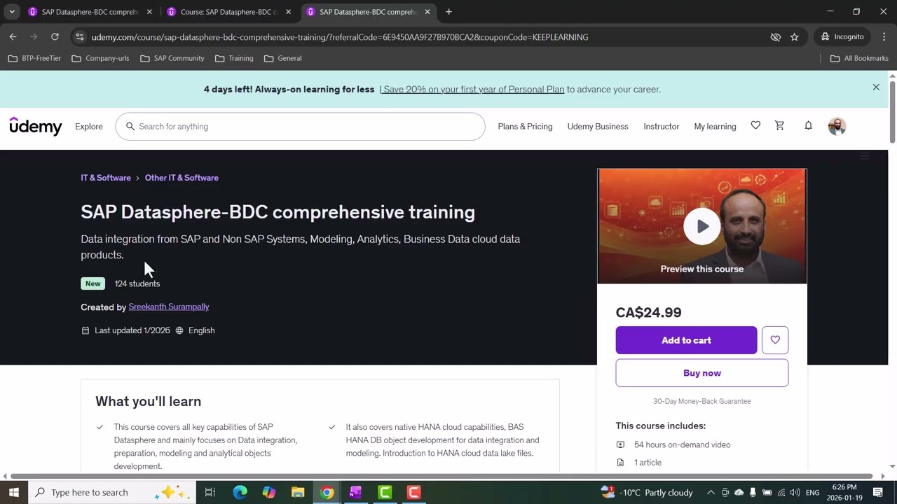 SAP Datasphere BDC Course on Udemy