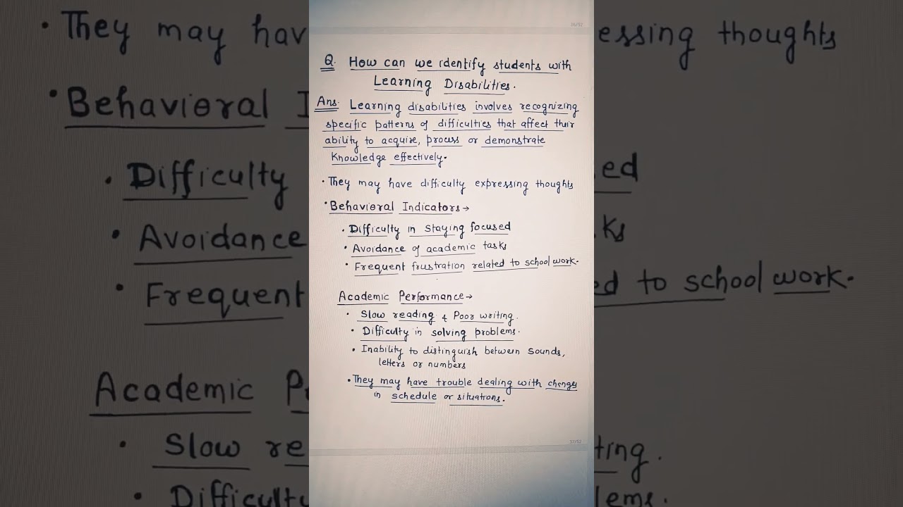 Learning Disabilities. CLASS -11 PSYCHOLOGY