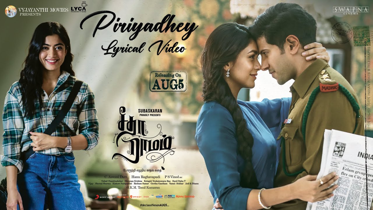 Piriyadhey Song Lyrics | Sita Ramam 2022 | Kapil Kapilan, Chinmayi Sripada