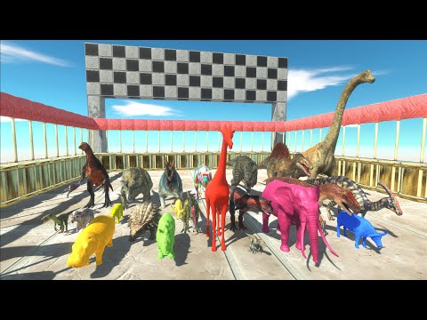 ROCK FOREST SPEED RACE ALL DINOSAURS VS ANIMAL COLOR TO GET WIN - Animal Revolt Battle Simulator