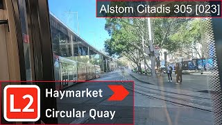 Transdev Alstom Citadis 305 [023]: Haymarket → Circular Quay