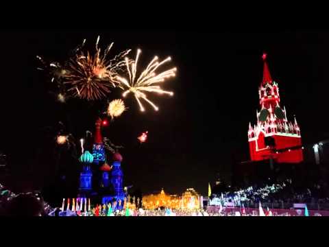 Fireworks "Finale" Spasskaya Tower Festival "Victory Day" 2015, Red Square, Moscow