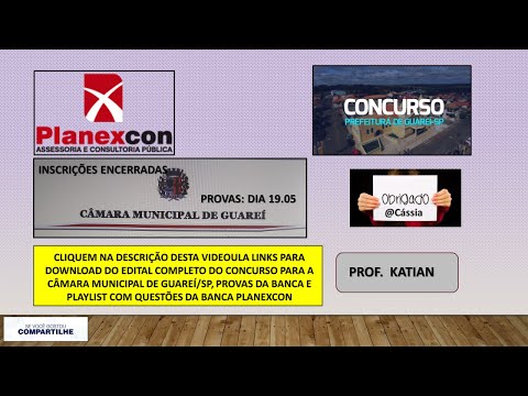 BANCA PLANEXCON - Concurso Câmara Municipal de Guarei/SP - Provas dia 19.05.24