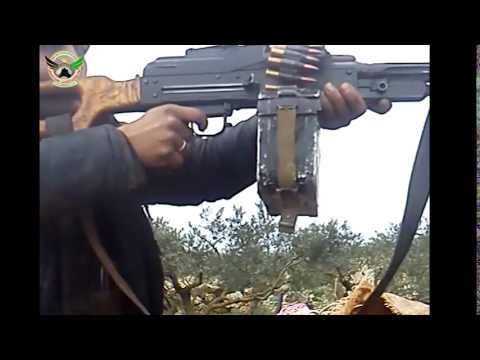 استهداف تحركات قوات النظام في منطقة جبل الأربعين في ريف ادلب بواسطة رشاش بي كي سي من قبل لواء مغاوير التوحيد