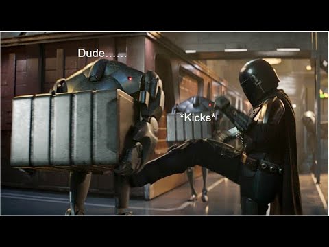 B2 battle droid rampage but funny (The Mandolorian)