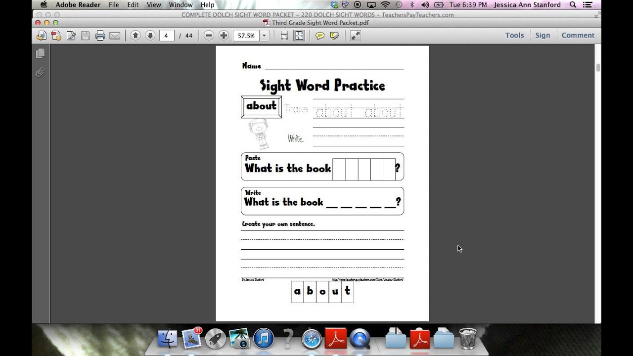 Complete Dolch Sight Word Packet   220 Dolch Sight Words