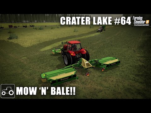 Cutting, Baling & Wrapping Grass For Silage - Crater Lake #64 Farming Simulator 19 Timelapse