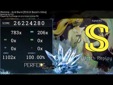 osu! | FunOrange | Memme - Acid Burst [Priti & Bonzi's Ultra] 100% SS 380pp #10