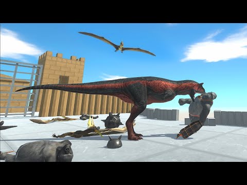 CARNOTAURUS and PTERANODON Team on High Cliff vs All Factions - Animal Revolt Battle Simulator