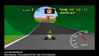 Mario Kart 64 - TIme Trials - Mario Raceway 01'31"43 King F [N64 PAL]