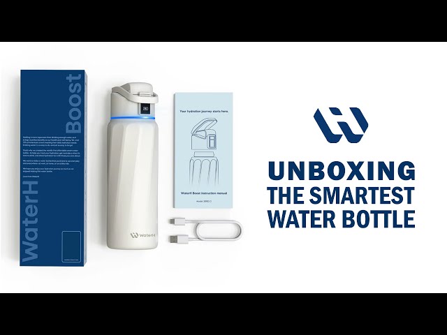 Vídeo relacionado con WATERH BOOST - Botella de agua inteligente con recordatorio y rastreador, botellas de acero inoxidable con aislamiento al vacío de doble pared, 710 ml, Rosa