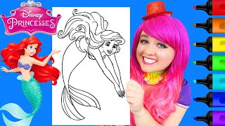 Coloring Ariel The Little Mermaid Disney Princess Coloring Page Prismacolor Markers |KiMMi THE CLOWN