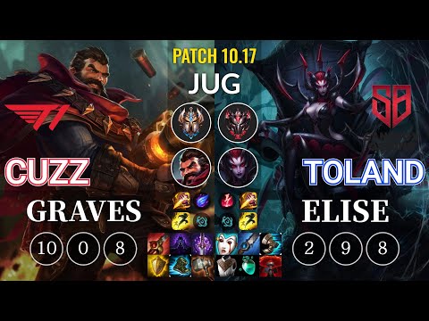 T1 Cuzz Graves vs SB TolanD Elise Jungle - KR Patch 10.17