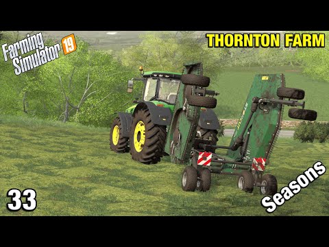 CLEARING TREES AROUND THE GRASS FIELDS Thornton Farm Timelapse - FS19 Ep 33