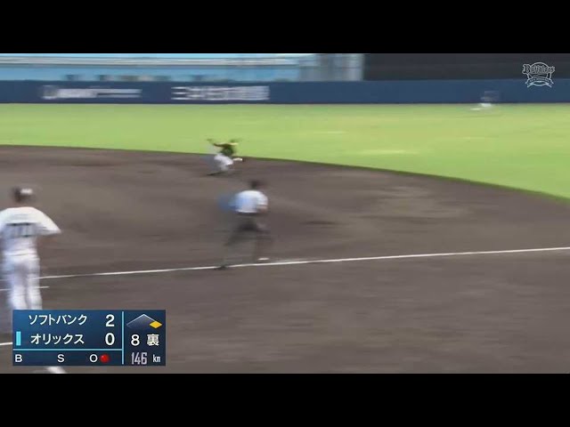 【ファーム】振り向けばそこにいる!! ホークス・川原田純平がこの試合2つ目の超好守!! 2022年6月3日 オリックス・バファローズ 対 福岡ソフトバンクホークス