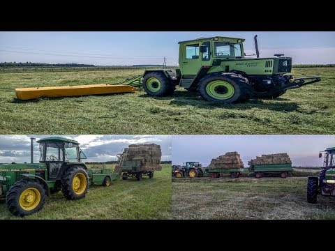 Heu pressen| BIO | Kleinballen | Heuernte | MB-Trac, John Deere | Hay harvesting