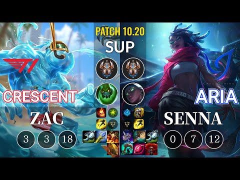 T1 Crescent Zac vs CGA Aria Senna Sup - KR Patch 10.20
