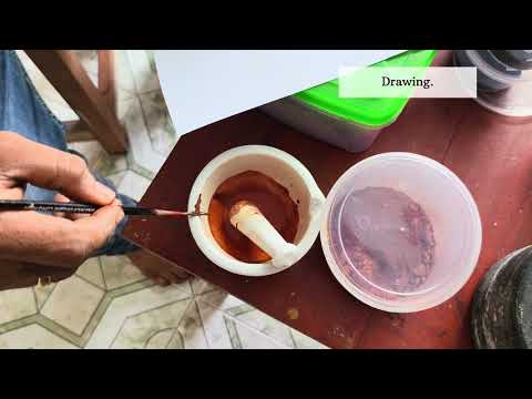 Drawing with red pigment preview