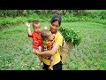 Single mother | Harvest spinach goes to the market sell & Take care of two children - Daily life