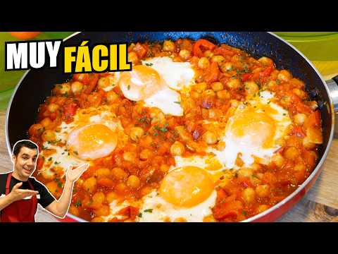 HUEVOS con GARBANZOS y VERDURAS 🍳 Receta muy saludable, fácil y económica