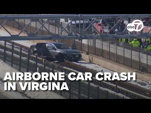 Driver reaching for E-ZPass went airborne off I-66, crashed into Dunn Loring Metro tracks
